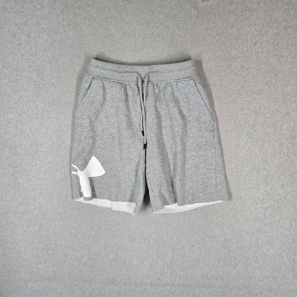 Under Armour Men Activewear Shorts L Gray Sweat Heatgear Logo Loose Stretch